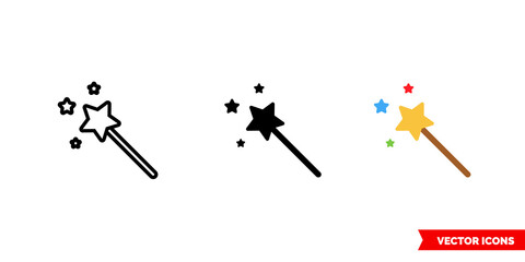 Magic icon of 3 types color, black and white, outline. Isolated vector sign symbol.