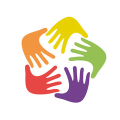Hand Colorful Creative  Connection with Teamwork