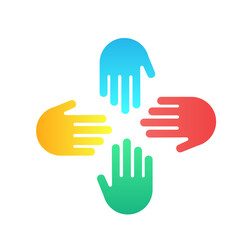 Hand Colorful Creative  Connection with Teamwork