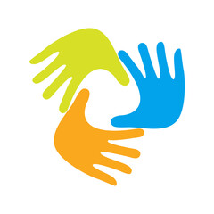 Hand Colorful Creative  Connection with Teamwork