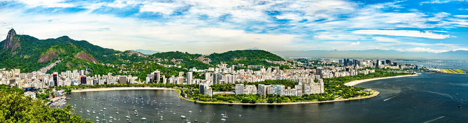 Panorama of Flamengo and Gloria neighborhood of Rio de Janeiro in Brazil