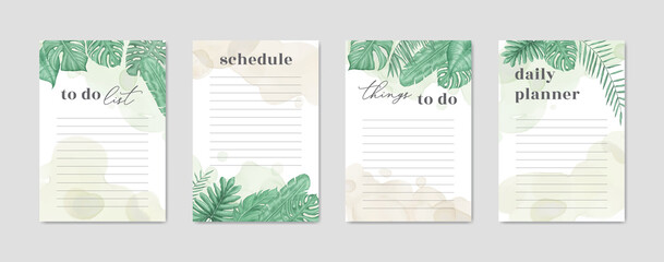 To do list paper collection with tropical floral