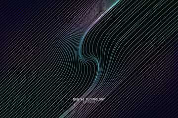 Abstract flow line digital technology, smooth particle wave, big data techno, design concept background and wallpaper, vector eps