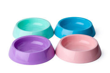 New plastic pet bowl isolated on white