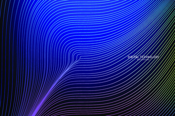 Abstract flow line digital technology, smooth particle wave, big data techno, design concept background and wallpaper, vector eps