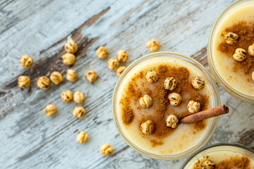 Boza or Bosa, traditional Turkish drink with roasted chickpea