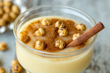 Boza or Bosa, traditional Turkish drink with roasted chickpea