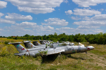 plane- 8 August 2020: Old aircraft Antonov An-2 at abandoned Airbase aircraft cemetery in Vovchansk, Kharkov region, Ukraine.