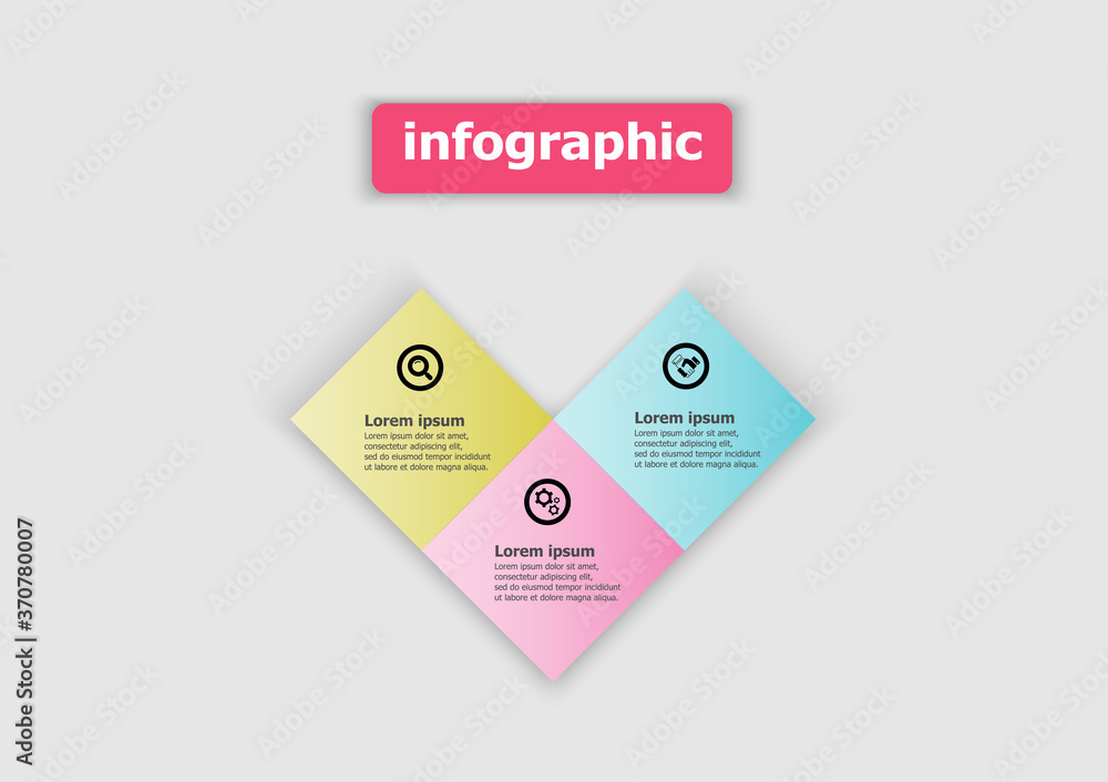 Poster design squares connected together to form a heart. planning design presentation business infographic