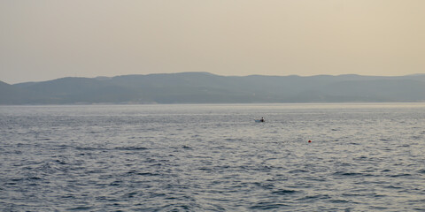 Sunset on Adriatic sea in Brela, Croatia 