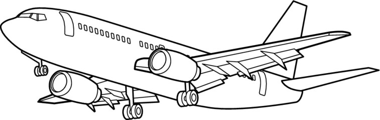 A line art vector illustration of an airplane