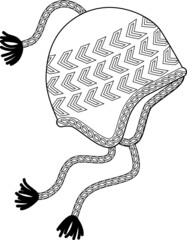 A line art vector illustration of a knitter ski hat