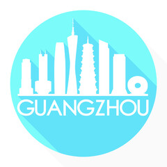 Guangzhou China Asia Flat Icon Skyline Silhouette Design City Vector Art Famous Buildings.