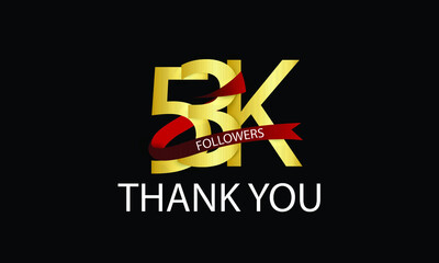 53K, 53.000 Followers Thank You anniversary Red logo with Tosca ribbon. For Social Medias - Vector	
