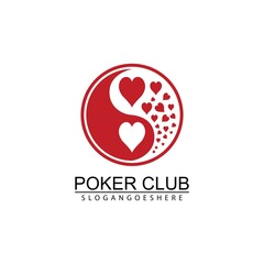 Yin-Yang symbol set of with card suits. Card game fortune energy. Poker Club Logo Design for Casino Business, Gamble, Card Game, Speculate, etc