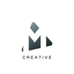 Abstract Techno Letter M Logo, negative space vector design concept