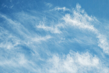 Blue skyline. White clouds. Nature.