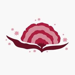 Vector flower in Scandinavian style isolated on white background. Greeting card.