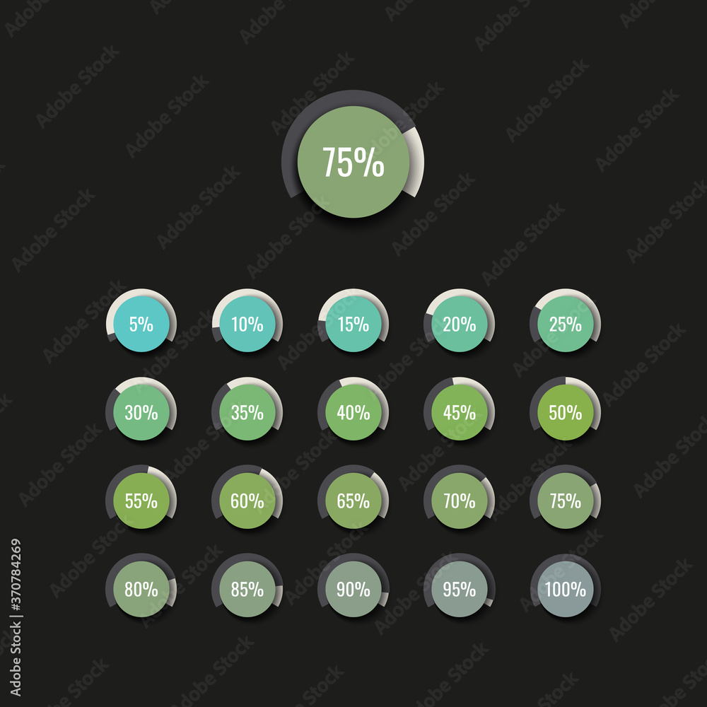 Poster modern infographic piechart template with round realistic elements on a white background. business p