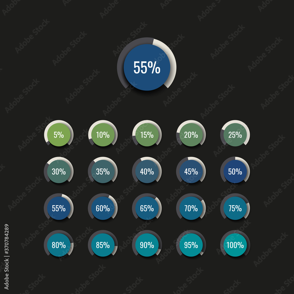 Poster modern infographic piechart template with round realistic elements on a white background. business p