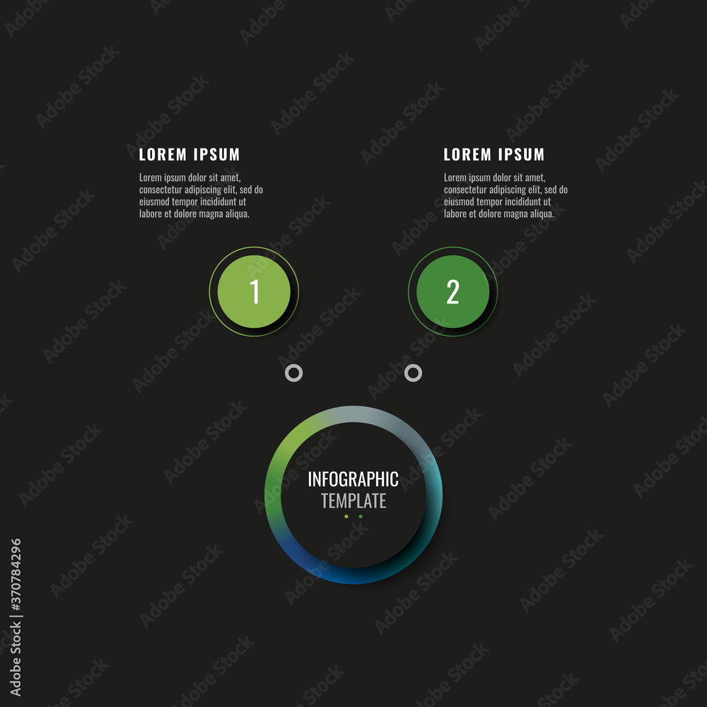 Fototapete modern infographic template with two round realistic elements on a black background. horizontal busi