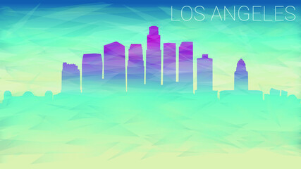 Los Angeles California City USA. Broken Glass Abstract Geometric Dynamic Textured. Banner Background. Colorful Shape Composition.