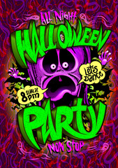 Halloween party poster mockup with ghost