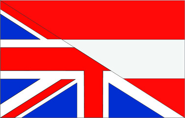 vector illustration of a british and austrian flag