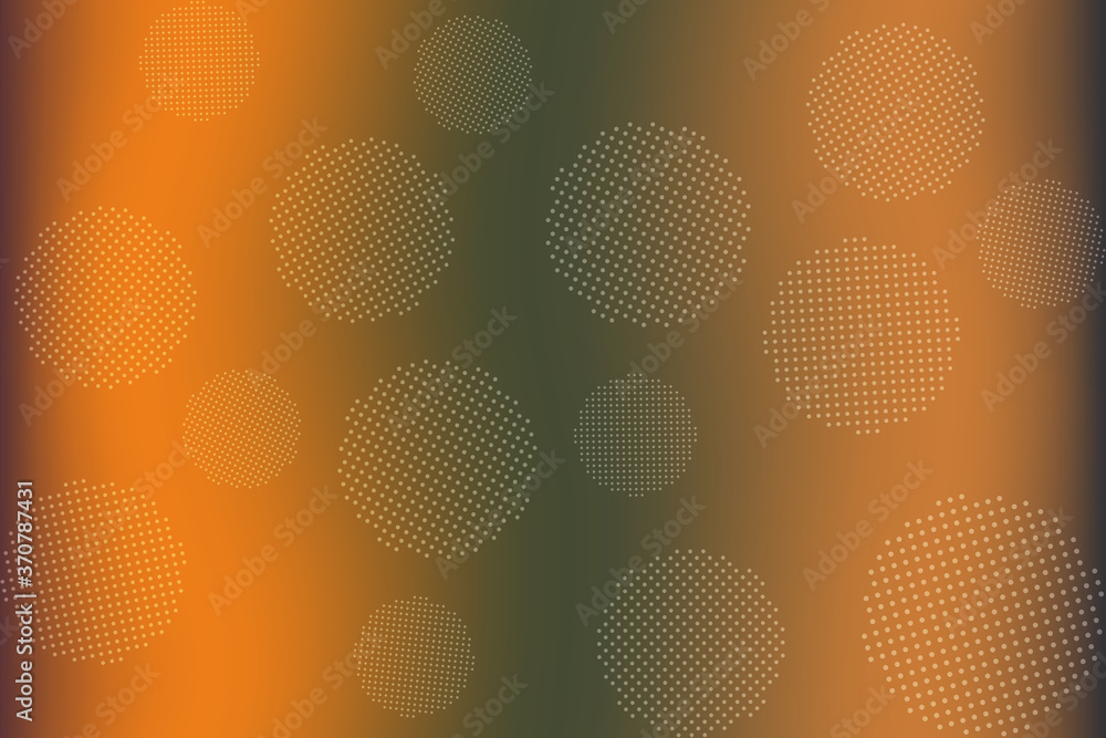 Poster round dotted elements on abstract blurred background. unique gradient ornament with bright colors. c