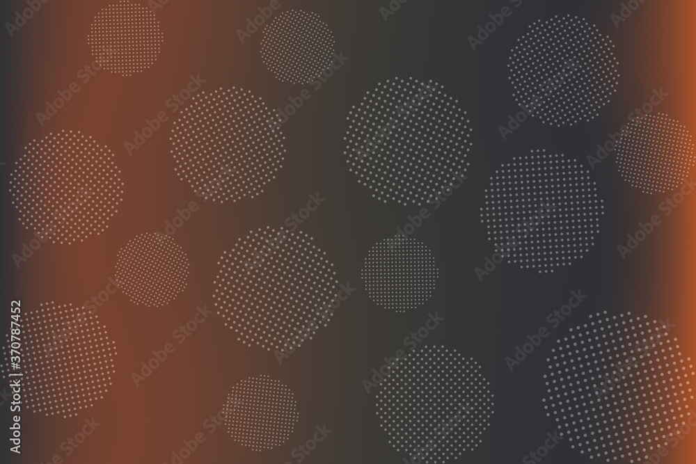 Poster round dotted elements on abstract blurred background. unique gradient ornament with bright colors. c