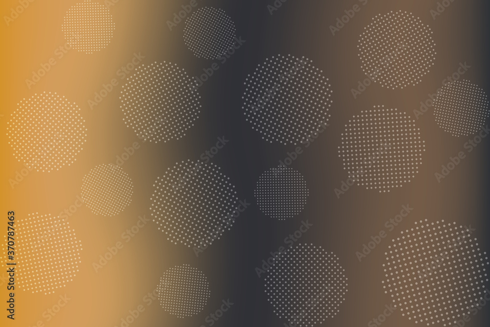 Poster round dotted elements on abstract blurred background. unique gradient ornament with bright colors. c