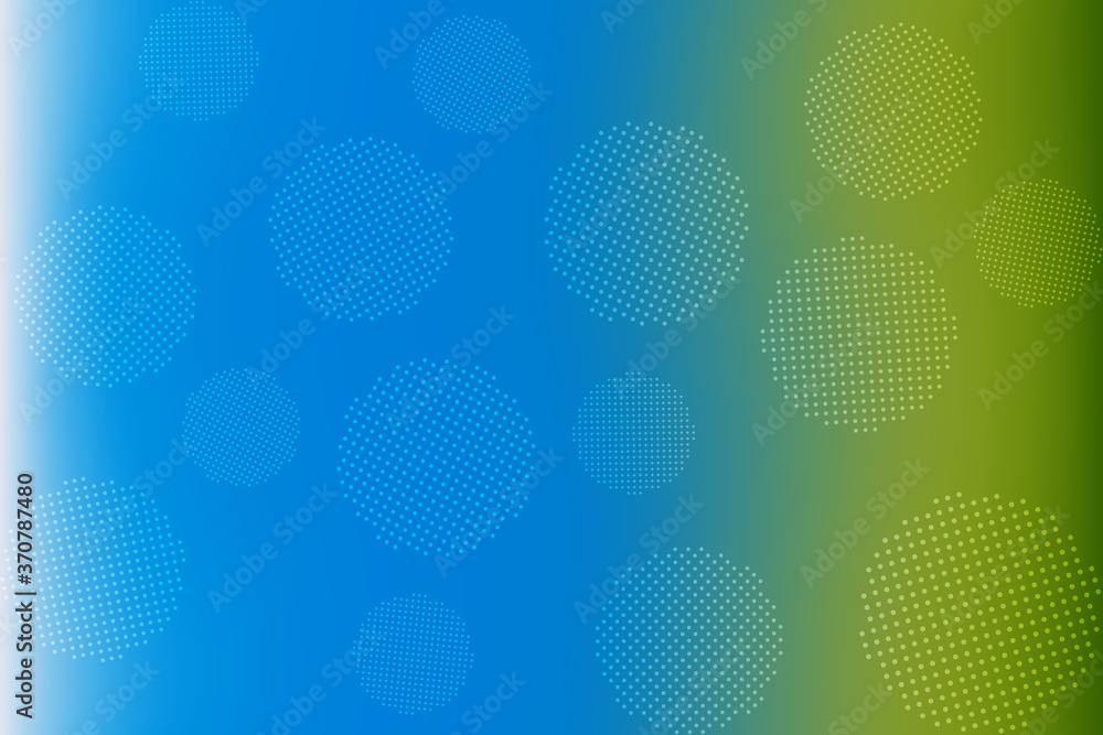 Poster round dotted elements on abstract blurred background. unique gradient ornament with bright colors. c