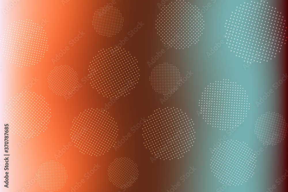 Poster round dotted elements on abstract blurred background. unique gradient ornament with bright colors. c