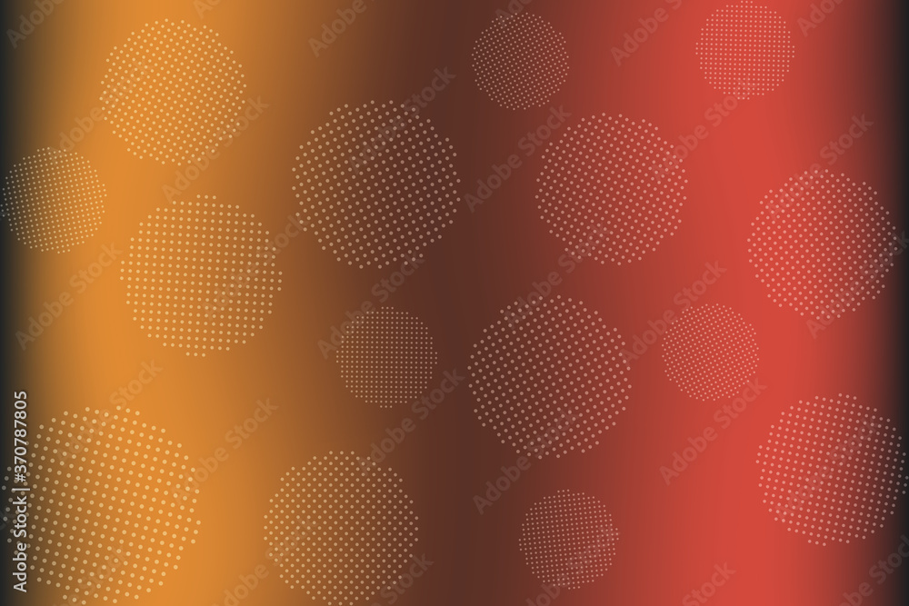 Poster round dotted elements on abstract blurred background. unique gradient ornament with bright colors. c
