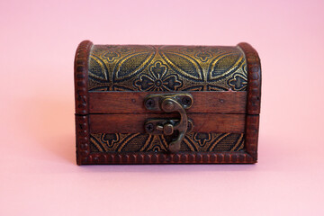 gift box on a pink background close up