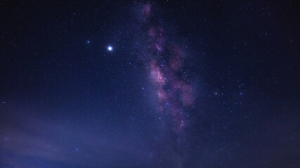 Fototapeta na wymiar Night sky with panorama view of Milky Way