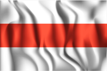 Belarus. Historical White-Red-White Flag. Rectangular Icon. Waving Effect. Vector