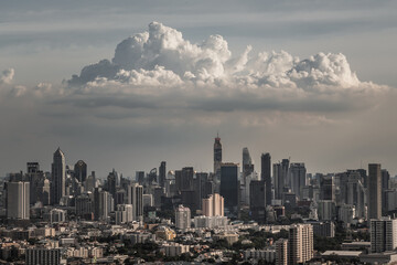 Bangkok, Thailand - Jul 27, 2020 : City view of Bangkok afternoon creates energetic feeling to get ready for the day waiting ahead. Selective focus. 