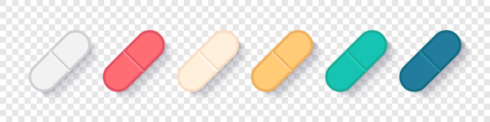 Colorful pills. Medicine vector icons. Vitamin icon. Vector illustration