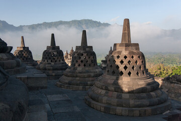 23 May 2008, Magelang, Java, Indonesia: Stupas and Statues on Borobudur Temple, Indonesia