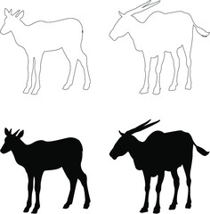 vector silhouettes of antelope