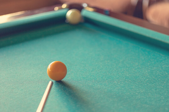 Billiard Balls On Green Cloth