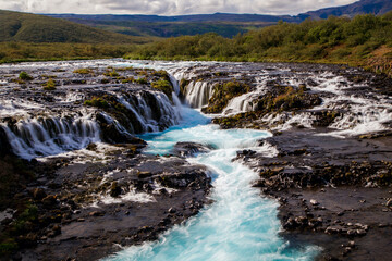Fototapeta na wymiar Bruarfoss Waterfall during Summer in Eastern Iceland