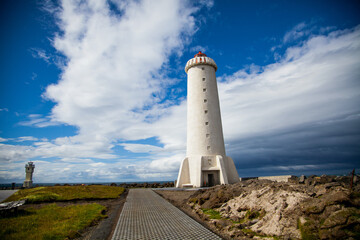 Fototapeta na wymiar Old Akranes Lighthouse just north of Reykjavik, Iceland