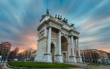 Arch of Peace - Arco della pace in the gardens of parco Sempione - Milan, Italy