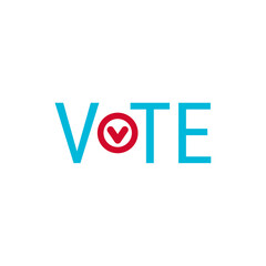 Vote vector icon. Election template with check mark symbol on white background.