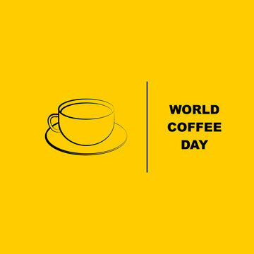 World Coffee Day With Line Art Of Coffee Cup