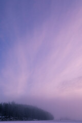 Foggy purple clouds in the sky