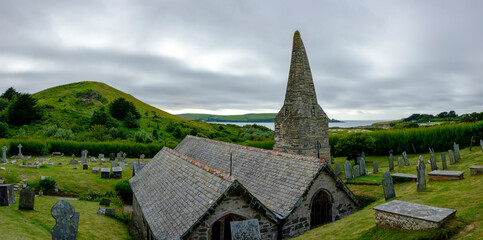 Fototapeta na wymiar The Church in the Sands - St Enodoc Church near Polzeath, North Cornwall