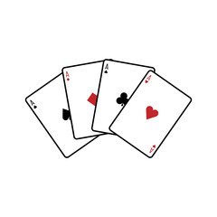 Four aces playing cards. Vector icon
